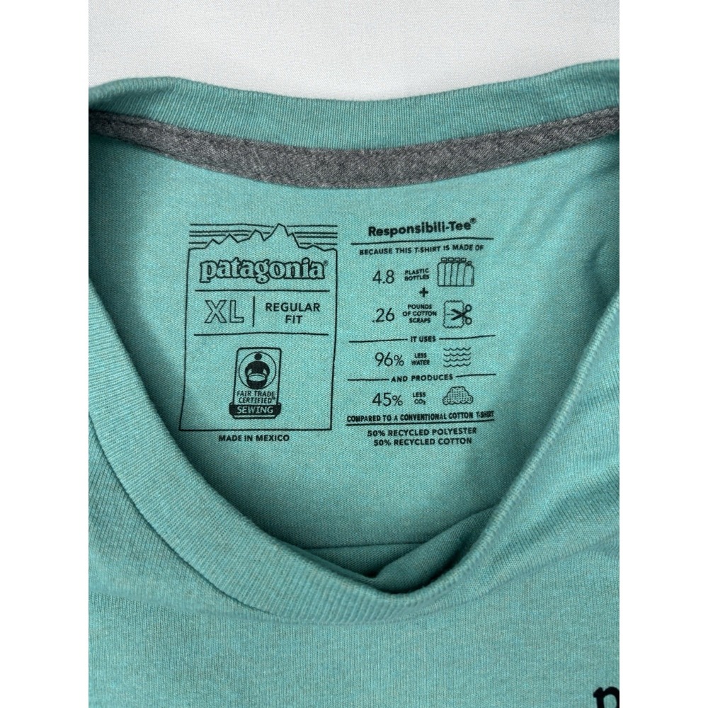 Patagonia Men's XL Regular Fit Mint Green Short Sleeve Responsibili-Tee Shirt - Picture 5 of 5